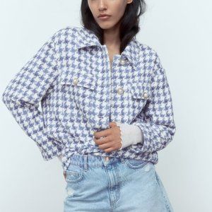RARE!! ZARA PEARL BUTTON TEXTURED OVERSHIRT